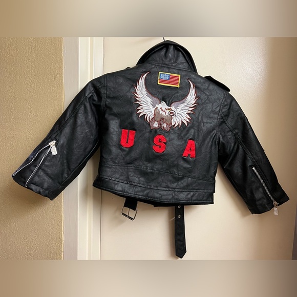 Toddler's black leather coat - Picture 2 of 4
